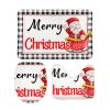 3 Pieces Merry Christmas Santa Bathroom Rug Set Black and White Stripe Pattern Soft Foam Non Slip Bath Mats Sets Toilet Contour Mat Lid Cover for Bathtub Shower and Bathroom Decor 20"x32" view 1