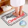 3 Pieces Merry Christmas Santa Bathroom Rug Set Black and White Stripe Pattern Soft Foam Non Slip Bath Mats Sets Toilet Contour Mat Lid Cover for Bathtub Shower and Bathroom Decor 20"x32" view 4