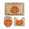 3 Pieces Be Grateful Thankful Family Gather Together Bathroom Rug Set Happy Fall Pumpkin Soft Foam Non Slip Bath Mats Sets Toilet Contour Mat Lid Cover for Bathtub Shower and Bathroom Decor 20"x32" view 1