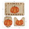 3 Pieces Be Grateful Thankful Family Gather Together Bathroom Rug Set Happy Fall Pumpkin Soft Foam Non Slip Bath Mats Sets Toilet Contour Mat Lid Cover for Bathtub Shower and Bathroom Decor 20"x32" view 2