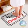 3 Pieces Merry Christmas Santa Bathroom Rug Set Black and White Stripe Pattern Soft Foam Non Slip Bath Mats Sets Toilet Contour Mat Lid Cover for Bathtub Shower and Bathroom Decor 20"x32" view 4