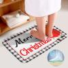 3 Pieces Merry Christmas Santa Bathroom Rug Set Black and White Stripe Pattern Soft Foam Non Slip Bath Mats Sets Toilet Contour Mat Lid Cover for Bathtub Shower and Bathroom Decor 20"x32" view 4