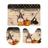 3 Pieces Orange Stripe Gnome Pumpkin Bathroom Rug Set Happy Halloween Soft Foam Non Slip Bath Mats Sets Toilet Contour Mat Lid Cover for Bathtub Shower and Bathroom Decor 20"x32" view 1