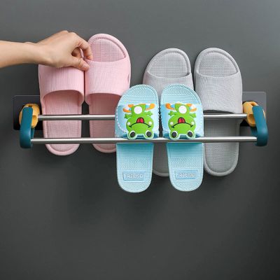 Fold Shoe Rack, Wall Mounted Organizer Door Shoe Holder, Slipper Storage Stand, Multifunctional Towel Hanger, Stainless Steel (Color : Yellow, Size : 47.5 * 5 * 10.5cm)