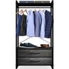 Sorbus Clothing Rack with Drawers - Clothes Stand Dresser - Wood Top, Steel Frame, & Fabric Drawers - Tall Closet Storage Organizer - Stand Alone Garment Rack for Hanging Shirts, Dresses, & Jackets view 4