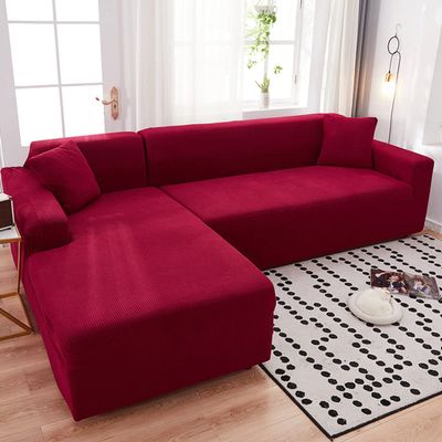 youyoucool Sectional Couch Covers L Sofa Covers Super Stretch 1 pcs Sofa Slipcovers for 3 Seaters Chaise Slipcover Pets, red