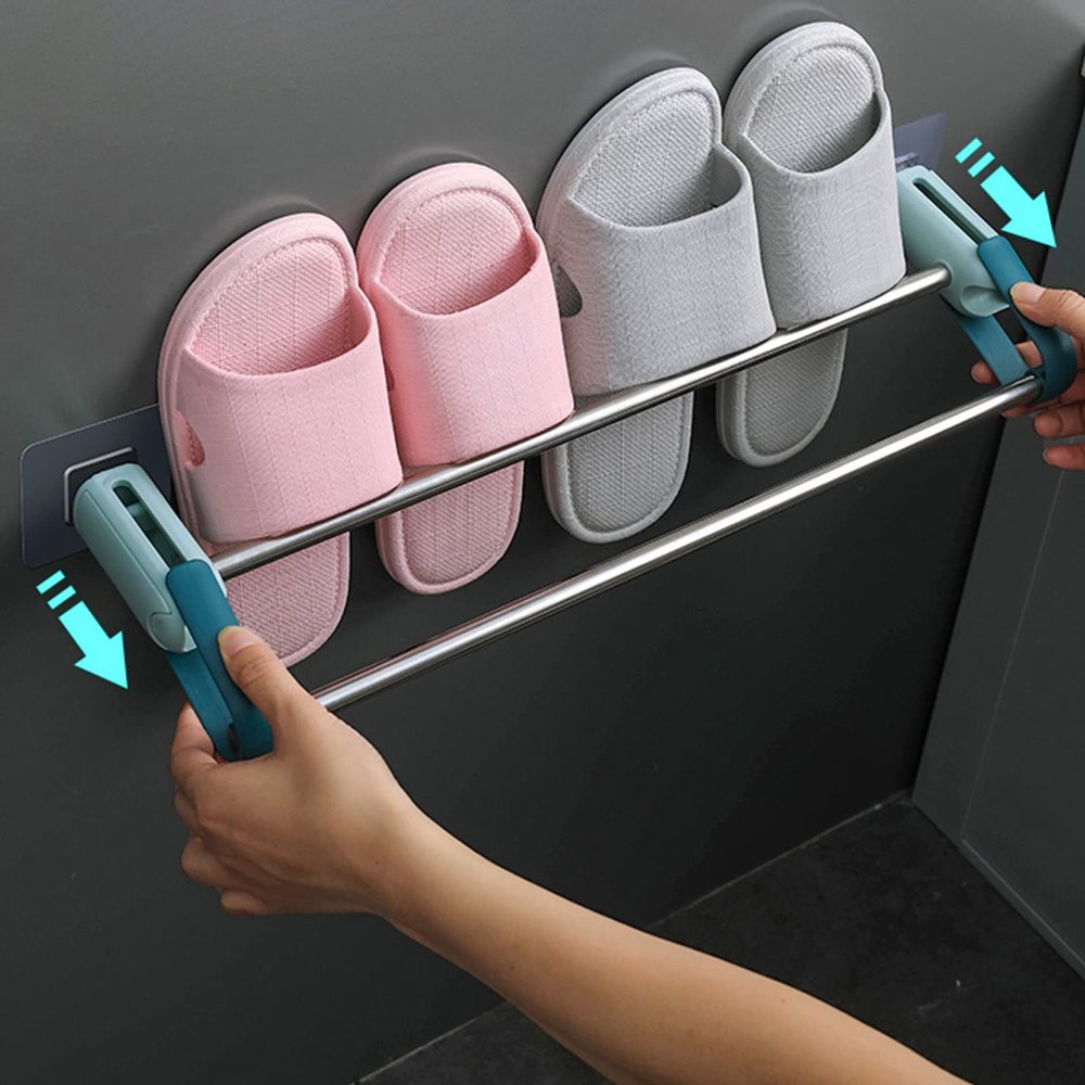 CTVR Over The Door Shoe Rack, Wall Mounted Shoe Organizer Door Shoe Holder, Slipper Storage Stand, Multifunctional Shoe Hanger Towel Rack, No Drilling (Size : 47.5 * 5 * 10.5cm)