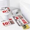 3 Pieces Merry Christmas Santa Hohoho Bathroom Rug Set Black and White Stripe Pattern Soft Foam Non Slip Bath Mats Sets Toilet Contour Mat Lid Cover for Bathtub Shower and Bathroom Decor 20"x32" view 3