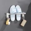 CTVR Stainless Steel Shoe Rack with Hook, Hanging Shoe Organizer, Slipper Storage Stand, Multifunctional Shoe Hanger Towel Rack, No Drilling Easy Installation (Size : 44.5 * 7 * 7cm) view 4