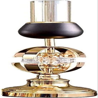 Columnar Glass Candlestick Made of Aluminum Alloy with Glass Screen Cover for Wedding Decoration (Color : OneColor)