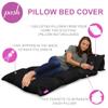 Kids Floor Pillow Cover - Premium Cushion and Lounger Covers for Pillows (King Pillows NOT Included) - Gifts for Teenage Girls, King Pillow Size, Faux Rabbit Fur - Black view 2