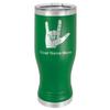 LaserGram 14oz Vacuum Insulated Pilsner Mug, Sign Language I Love You, Personalized Engraving Included (Green) view 1