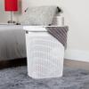 Mind Reader 50L Slim Laundry Hamper, Clothes Basket, Lid, Wicker Design, Plastic, 17.65"L x 13.75"W x 21"H, Set of 2, White view 2