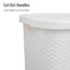 Mind Reader 50L Slim Laundry Hamper, Clothes Basket, Lid, Wicker Design, Plastic, 17.65"L x 13.75"W x 21"H, Set of 2, White view 4
