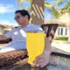 LaserGram 14oz Vacuum Insulated Pilsner Mug, Hecho en Michoacan, Personalized Engraving Included (Yellow) view 3
