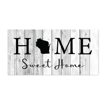 Alioyoit Decorative Wooden Sign Plaque Home Sweet Home Wisconsin State Classical Wood Wall Sign Wooden Board Wall Hanging Door Sign Wall Hanging Decor for Bedroom Cottage 6x12 Inch
