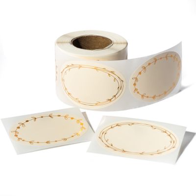 MONEST Waterproof & Oil Resistant Jar & Lid Stickers - Pantry/Canning, Spice & Bottle Labels (Golden Flower 2x3)
