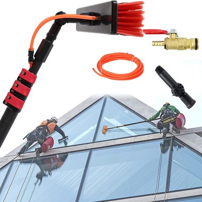 Water Fed Pole Kit,Water Fed Brush Telescopic Extension Pole Cleaning Kit, Outdoor Window Cleaner Window Glass Photovoltaic Solar Panel Cleaning System Washing Equipment Tool Water Fed Pole