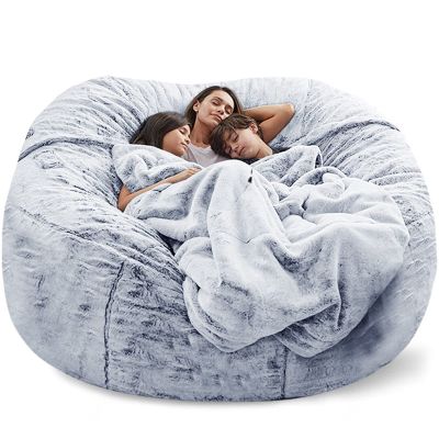 AADECOR 5/6/7ft Giant Bean Bag Chair for Adults Washable Jumbo Bean Bag Sofa Chair (no Filling) Living Room Furniture Party Leisure Furry Soft Bean Bag Sofa Cover,B-7FT