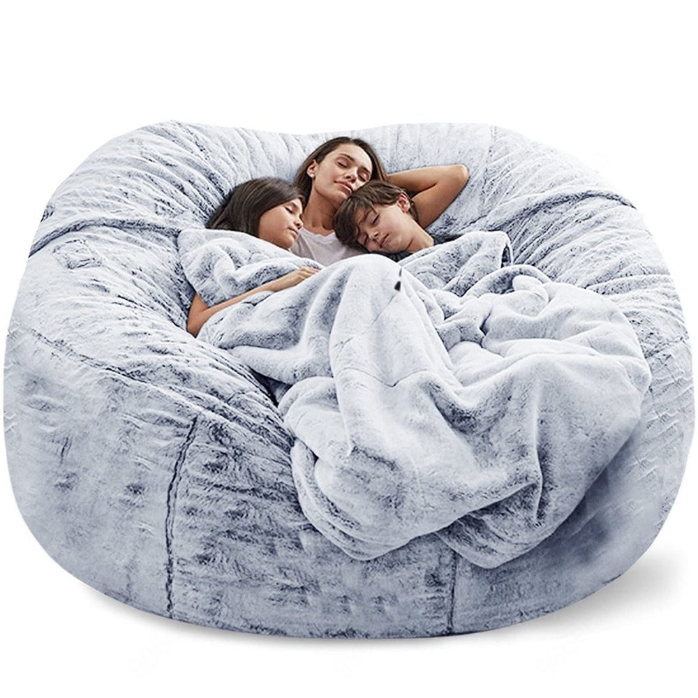 AADECOR 5/6/7ft Giant Bean Bag Chair for Adults Washable Jumbo Bean Bag Sofa Chair (no Filling) Living Room Furniture Party Leisure Furry Soft Bean Bag Sofa Cover,B-7FT