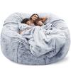 AADECOR 5/6/7ft Giant Bean Bag Chair for Adults Washable Jumbo Bean Bag Sofa Chair (no Filling) Living Room Furniture Party Leisure Furry Soft Bean Bag Sofa Cover,B-7FT view 1