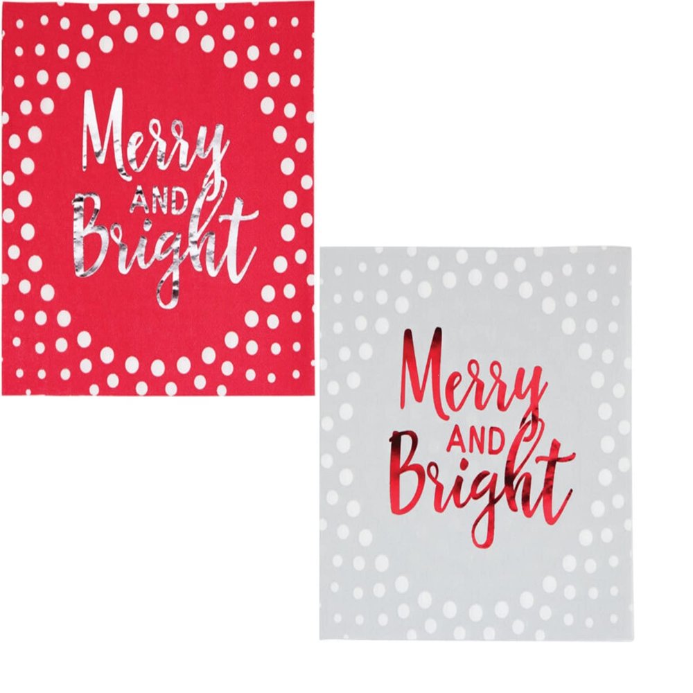 Holiday Napkins - Merry and Bright Christmas Disposable Napkins Set of 32
