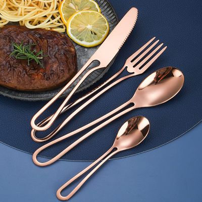 Rose Gold Silverware Set 48 Piece Hanging Flatware Set for 12 With Hollow handle Stainless Steel Wedding Restaurant Home Kitchen Cutlery Utensils Set Include Knifes Teaspoons Forks and Spoons