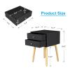 VERYKE 2-Drawer Nightstand Set of 2 Bedroom Beside Table Mid-Century End Side Table Night Stand Modern Dresser with Solid Wood Legs and Metal Handle for Living Room(Black) view 3