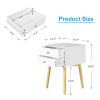 VERYKE 2-Drawer Nightstand Set of 2 Bedroom Beside Table Mid-Century End Side Table Night Stand Modern Dresser with Solid Wood Legs and Metal Handle for Living Room(White) view 3
