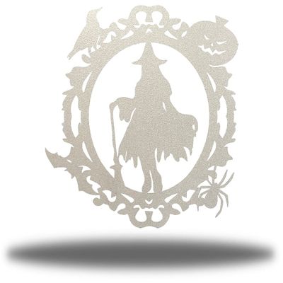 Riverside Designs Halloween Witch Mirror Decoration | Fall Metal Wall Art Spooky Steel Decor | Made in USA | Multiple Colors and Sizes (Silver, 36")