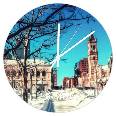 ArogGeld Boston PVC Clock National Park Hanging Clock Roman Numerals Clock 8.8 inch Battery Operated Silent Non-Ticking French Antique Wall Clock for Living Room Kitchen Office Bedroom