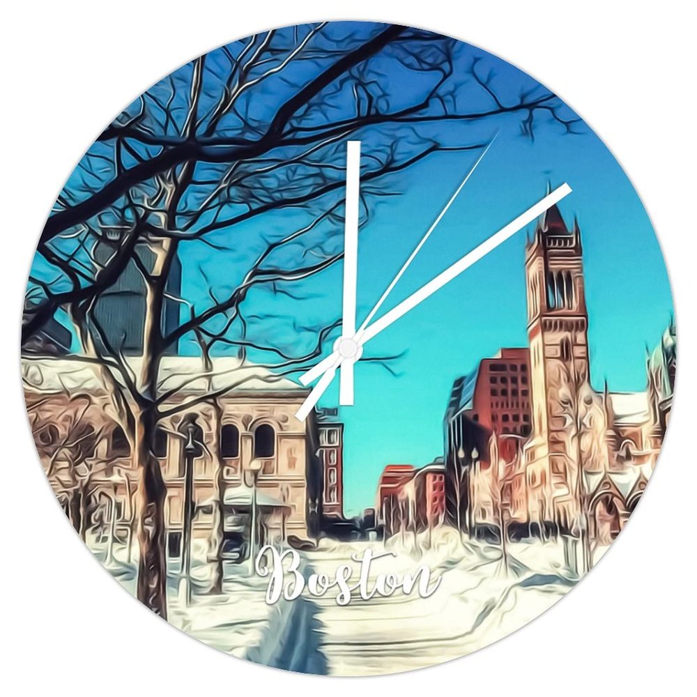 ArogGeld Boston PVC Clock National Park Hanging Clock Roman Numerals Clock 8.8 inch Battery Operated Silent Non-Ticking French Antique Wall Clock for Living Room Kitchen Office Bedroom