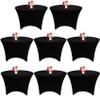 JALANCY 8 Pack 6FT Round Spandex Tablecloth 72 Black Elastic Table Cover Washable Wrinkle Resistant Fitted Stretch Table Cover for Wedding Party Birthday Banquet Bar Events(Black) view 1