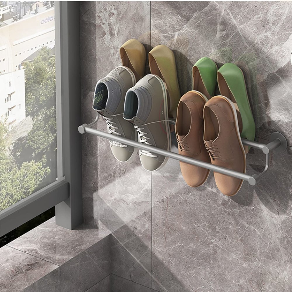 CTVR Wall Mounted Slipper Stand, Shoe Rack, Bathroom Towel Holder Storage Organizer, Pot Cover Rack, Multifunctional Door Shoe Hangers, Double Layer (Size : 50 * 6 * 13cm)