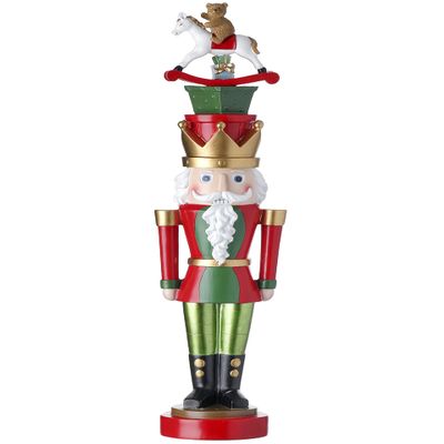20" Resin Nutcracker with Gifts & Rocking Horse