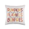 Fall Pumpkins Hayrides Flannels Sweaters Bonfires Throw Pillow view 1
