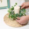 12pcs Rings Christmas Pillar Wreath Eucalyptus Small Decor Holiday Holder Home Wreath for Outdoor Party Easter Decoration Candle Artificial Leaves and view 2