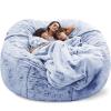 AADECOR 5/6/7ft Giant Bean Bag Chair for Adults Washable Jumbo Bean Bag Sofa Chair (no Filling) Living Room Furniture Party Leisure Furry Soft Bean Bag Sofa Cover,A-7FT view 1