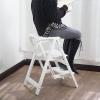 Hamankim Folding Step Stool Wooden Ladder Stool 2 Steps Multifunction Portable Foldable Stepladder Display Shelves for Home Kitchen Library, 150kg (Color : White) view 4