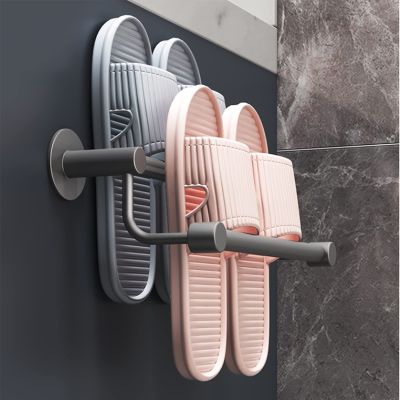 Double Layer Slipper Stand, Shoe Rack, Bathroom Towel Holder Storage Organizer, Pot Cover Rack, Multifunctional Door Shoe Hangers, Wall Mounted (Size : 80 * 6 * 13cm)
