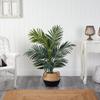 4' Palm Artificial Tree in Boho Chic Handmade Cotton Jute Black Woven Planter view 2