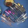 Rainbow Silverware Set 40 Piece Hanging Flatware Set for 10 With Hollow handle Stainless Steel Wedding Restaurant Home Kitchen Cutlery Utensils Set Include Knifes Teaspoons Forks and Spoons view 2