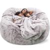 AADECOR 5/6/7ft Giant Bean Bag Chair for Adults Washable Jumbo Bean Bag Sofa Chair (no Filling) Living Room Furniture Party Leisure Furry Soft Bean Bag Sofa Cover,D-7FT view 1