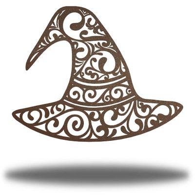 Riverside Designs Halloween Witches Hat Decoration | Fall Metal Wall Art Spooky Steel Decor | Made in USA | Multiple Colors and Sizes (Rust, 24")