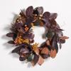 30 Inch Magnolia Leaf Fruit Wreath 30" W X D 9" H Purple Yellow Metal Rattan view 1