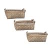 3/set Graywashed Oval Baskets W/wooden Handles Grey Farmhouse Wicker view 1