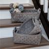3/set Graywashed Oval Baskets W/wooden Handles Grey Farmhouse Wicker view 2