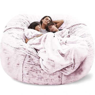 AADECOR 5/6/7ft Giant Bean Bag Chair for Adults Washable Jumbo Bean Bag Sofa Chair (no Filling) Living Room Furniture Party Leisure Furry Soft Bean Bag Sofa Cover,C-7FT