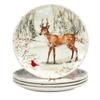 16 Pc Dinnerware Set Service for 4 Brown Multi Color White Animal Casual Modern Contemporary Round Piece Dishwasher Safe Microwave view 2