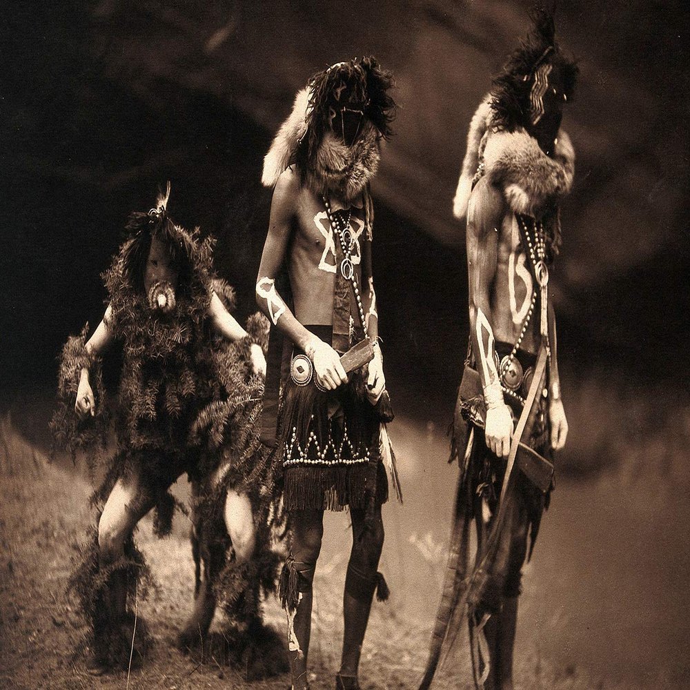 100% Smooth Cotton Paper - Edward Curtis - Three Navajo Men Proceeding as War Gods (1904) - Vintage Photograph, Photo, Poster, Print, Art Gift - Native American Indian - Size: 24 x 16 Inches